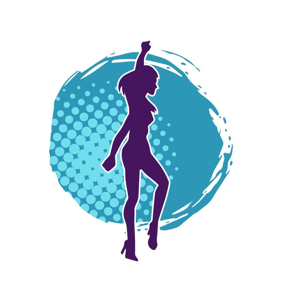 Silhouette of A Female Dancer in Action Pose. Silhouette of A Slim Woman in Dancing Pose. vector