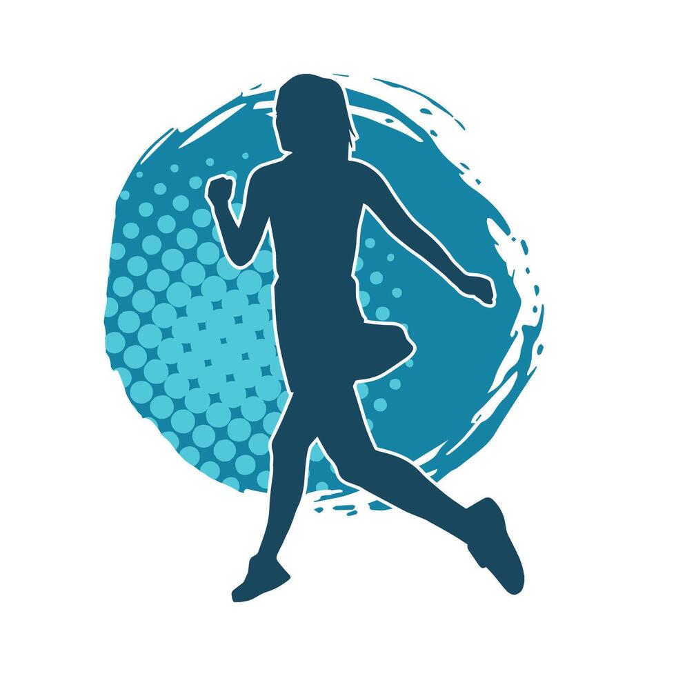 Silhouette of a young female wearing mini skirt in running pose vector