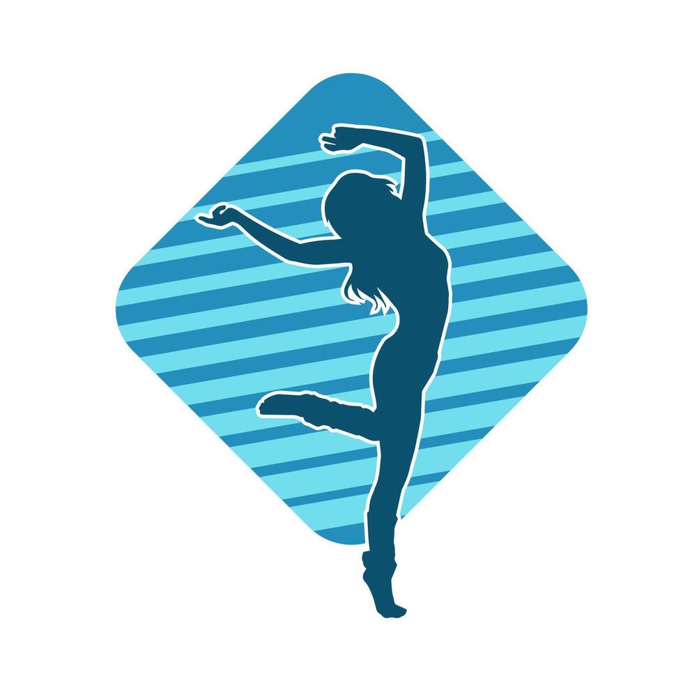 Silhouette of A Female Dancer in Action Pose. Silhouette of A Slim Woman in Dancing Pose. vector