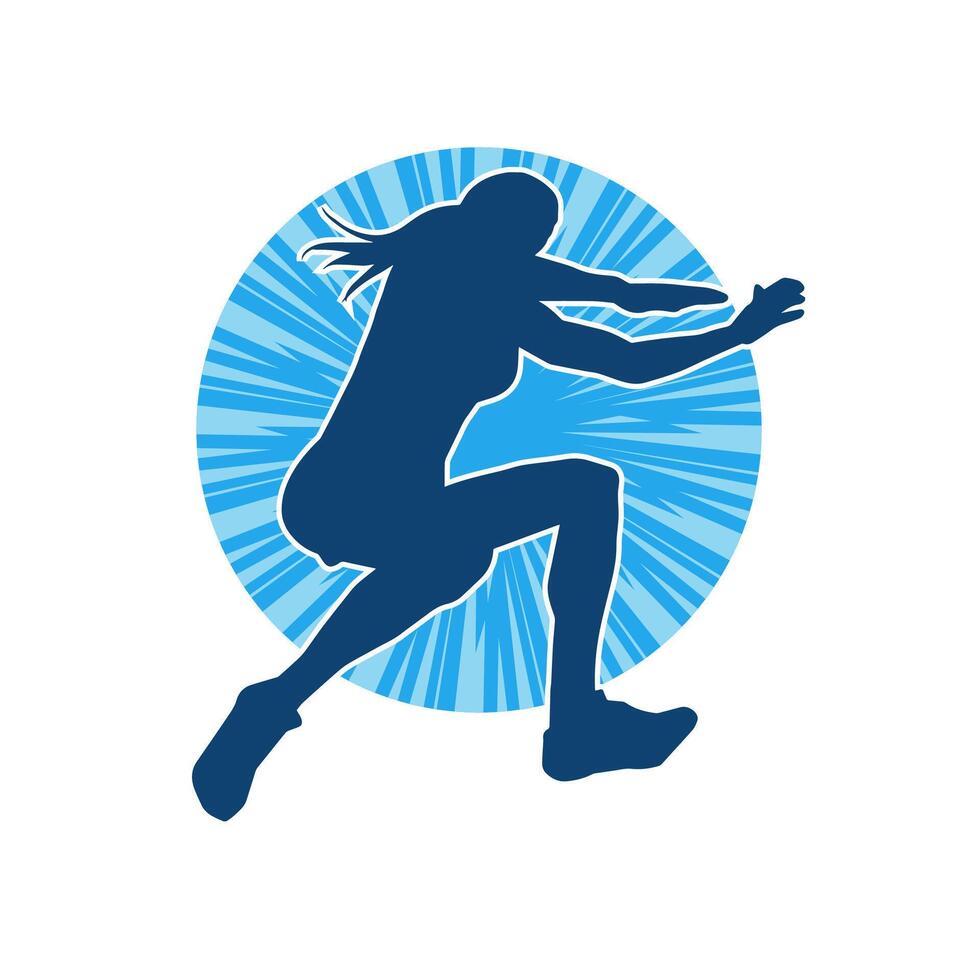 Silhouette of a happy woman jumping pose. Silhouette of a female model jumps. vector