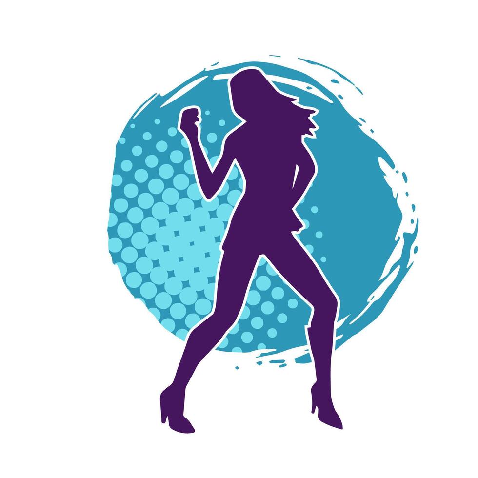 Silhouette of A Female Dancer in Action Pose. Silhouette of A Slim Woman in Dancing Pose. vector