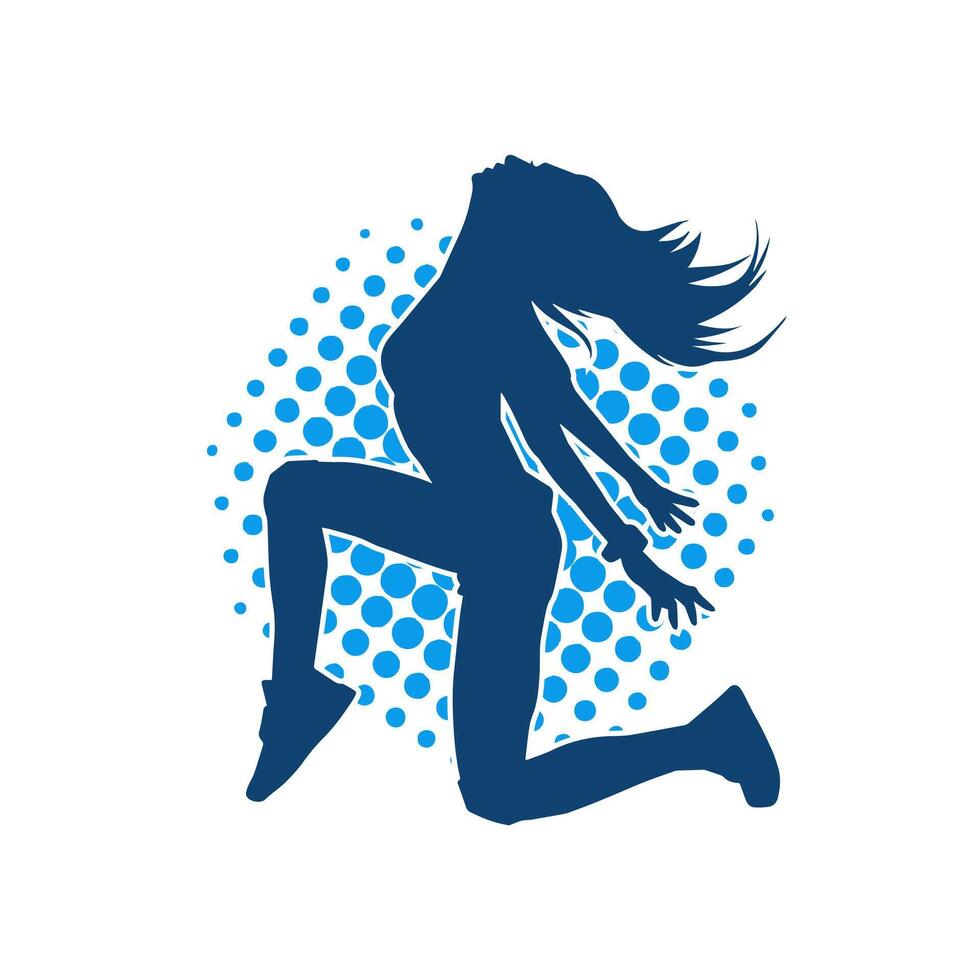 Silhouette of a slim female in dance pose. Silhouette of a woman dancing. vector