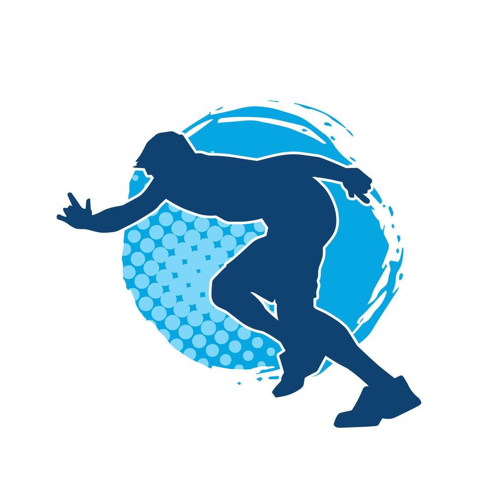 Silhouette of a sporty man in running pose. Silhouette of a male run pose. vector