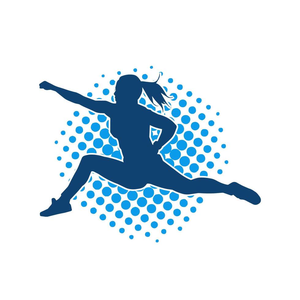 Silhouette of slim female doing exercise. Silhouette of a sporty woman doing gym workout pose. vector