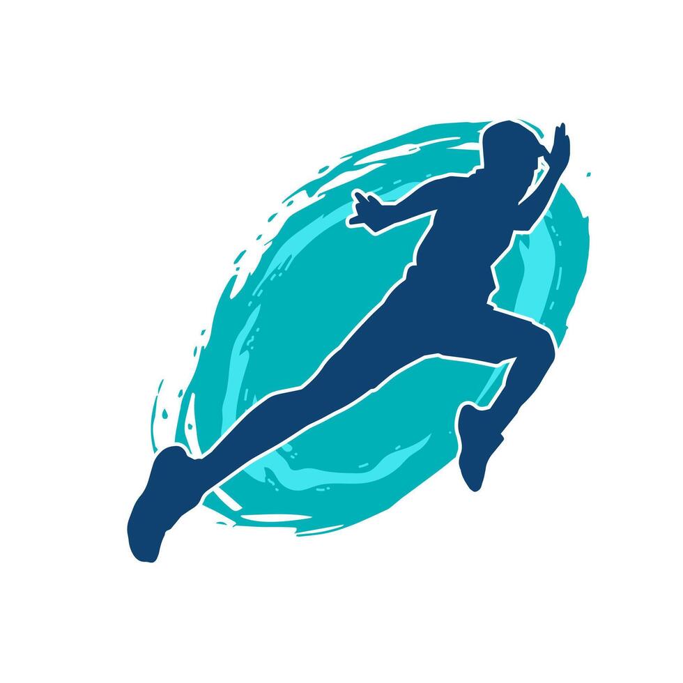 Silhouette of a sporty man in running pose. Silhouette of a male run pose. vector