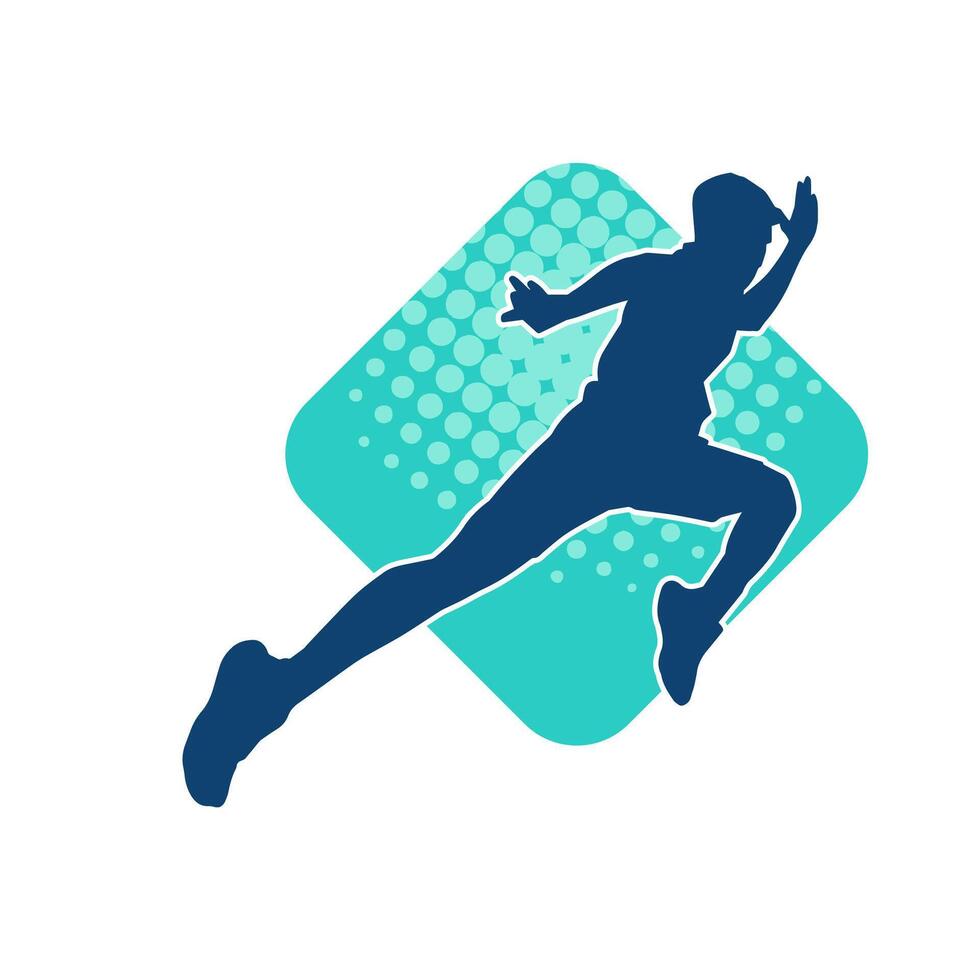 Silhouette of a sporty man in running pose. Silhouette of a male run pose. vector