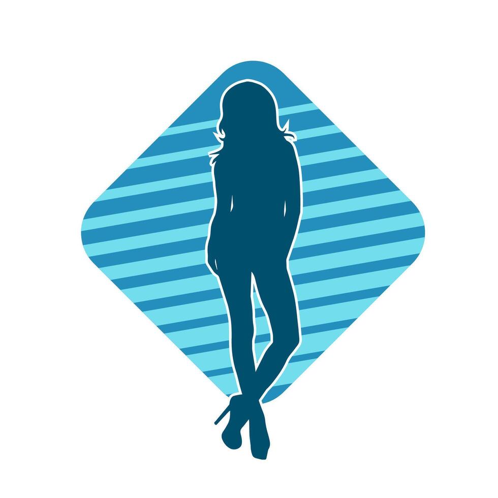 Silhouette of A Female Dancer in Action Pose. Silhouette of A Slim Woman in Dancing Pose. vector