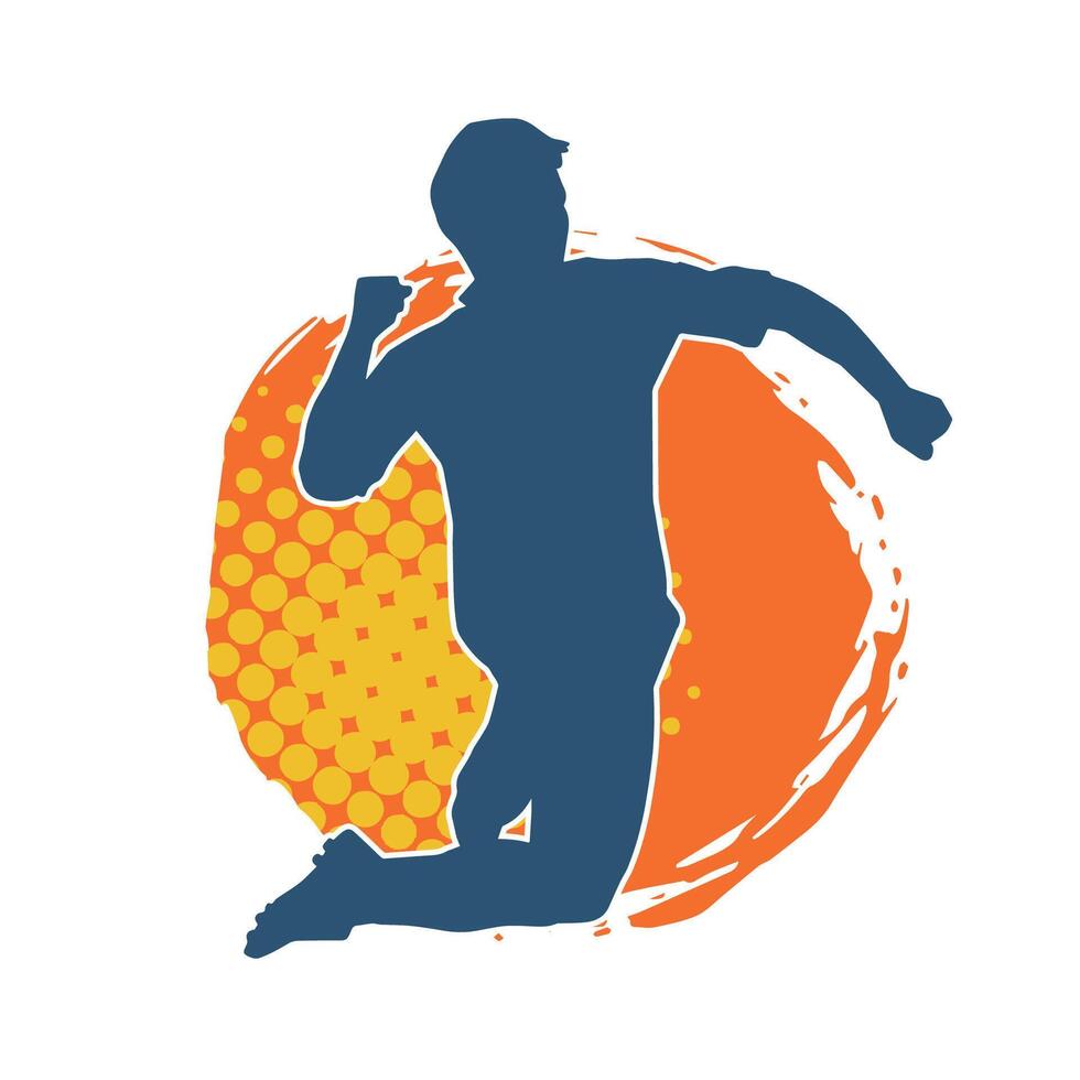 Silhouette of a man jumping pose. Silhouette of a casual male jump. vector