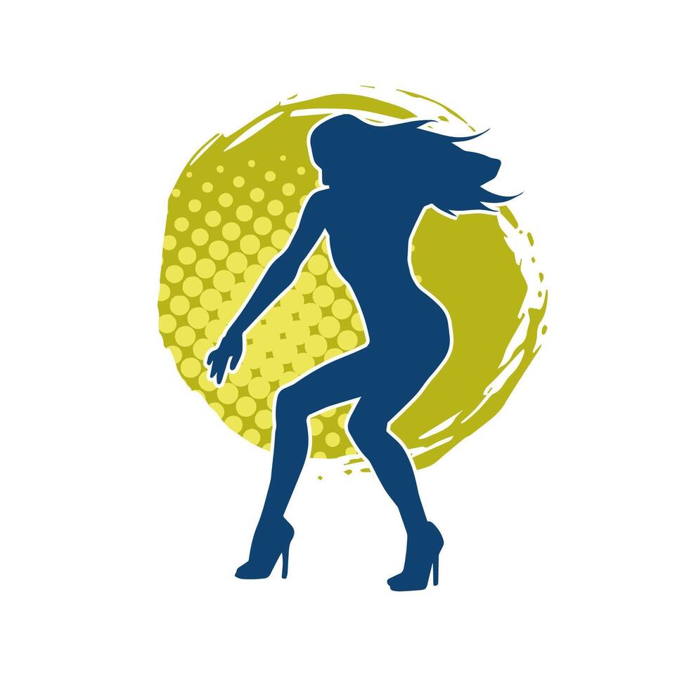 Silhouette of a slim female in dance pose. Silhouette of a woman dancing. vector