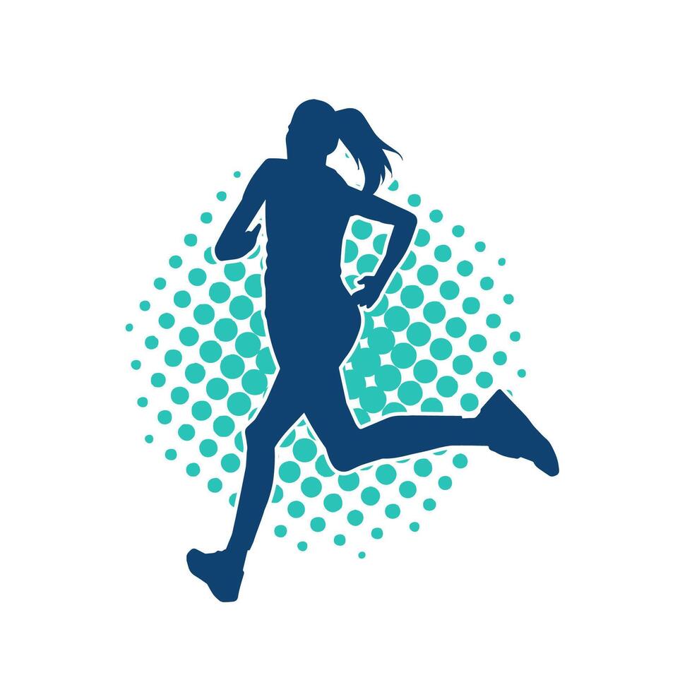 Silhouette of a sporty woman in running pose. Silhouette of a female run pose. vector