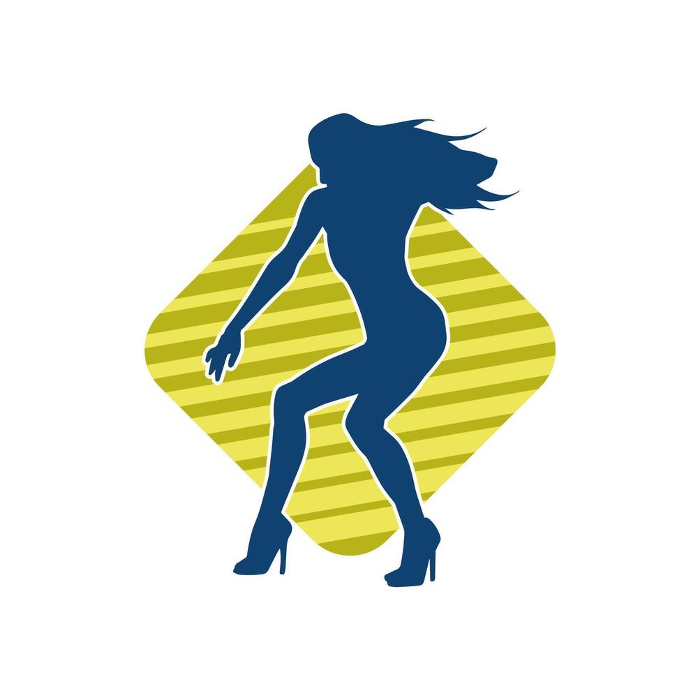 silueta de un Delgado hembra en danza pose. silueta de un mujer baile. vector