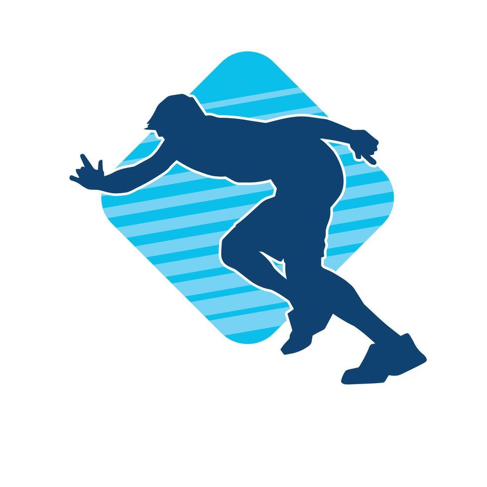 Silhouette of a sporty man in running pose. Silhouette of a male run pose. vector