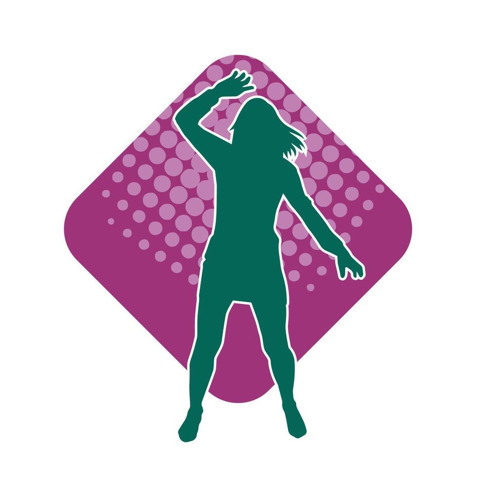 Silhouette of a slim female in dance pose. Silhouette of a woman dancing. vector