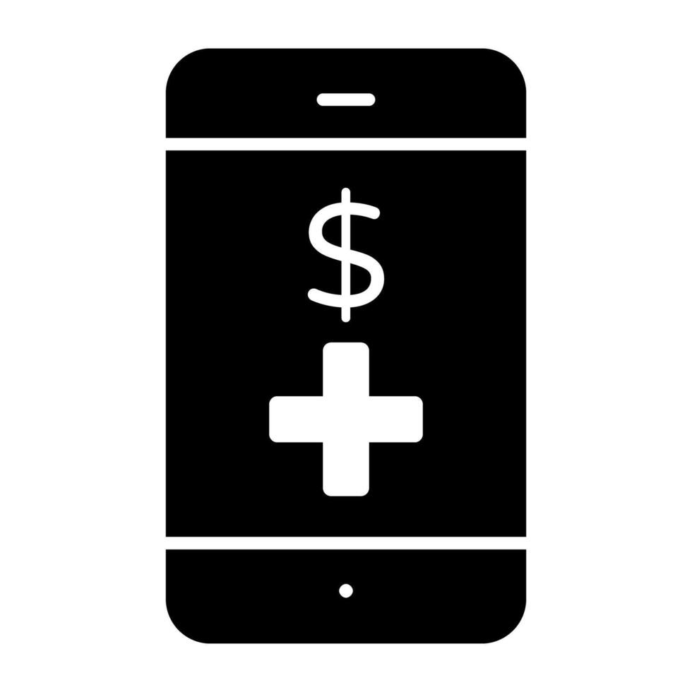 Mobile healthcare icon in solid design vector