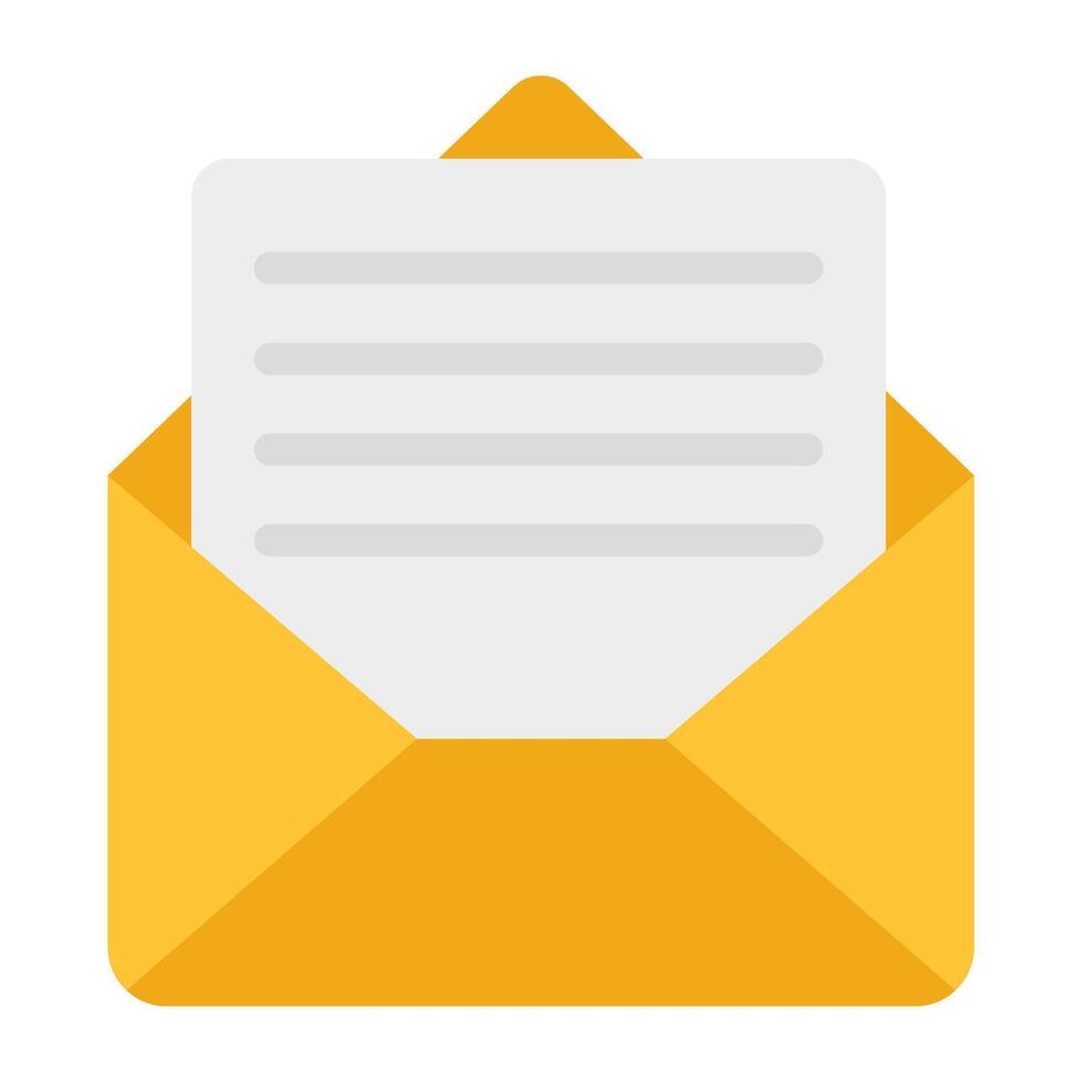 Paper inside envelope, icon of email vector