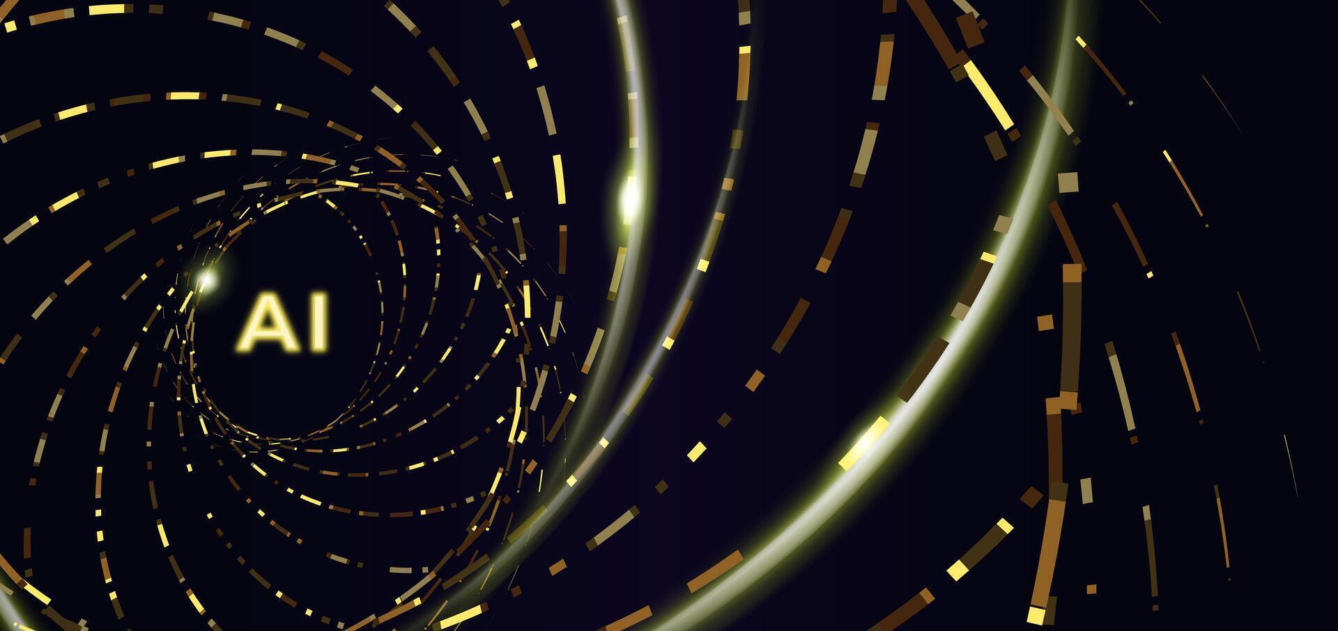 futuristic AI tech style background gold circle with line light cinematic, perfect with wallpaper device, website, banner or template ppt vector