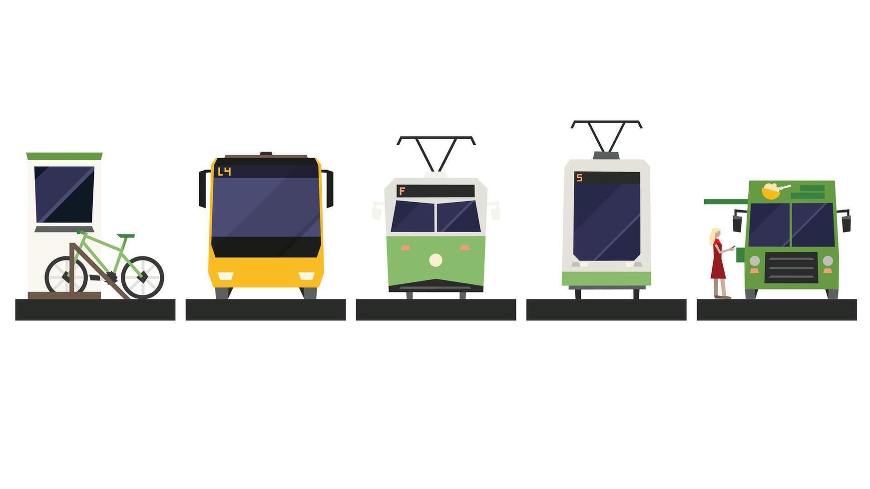 Public Transportation services inside the city for passengers Vector illustration