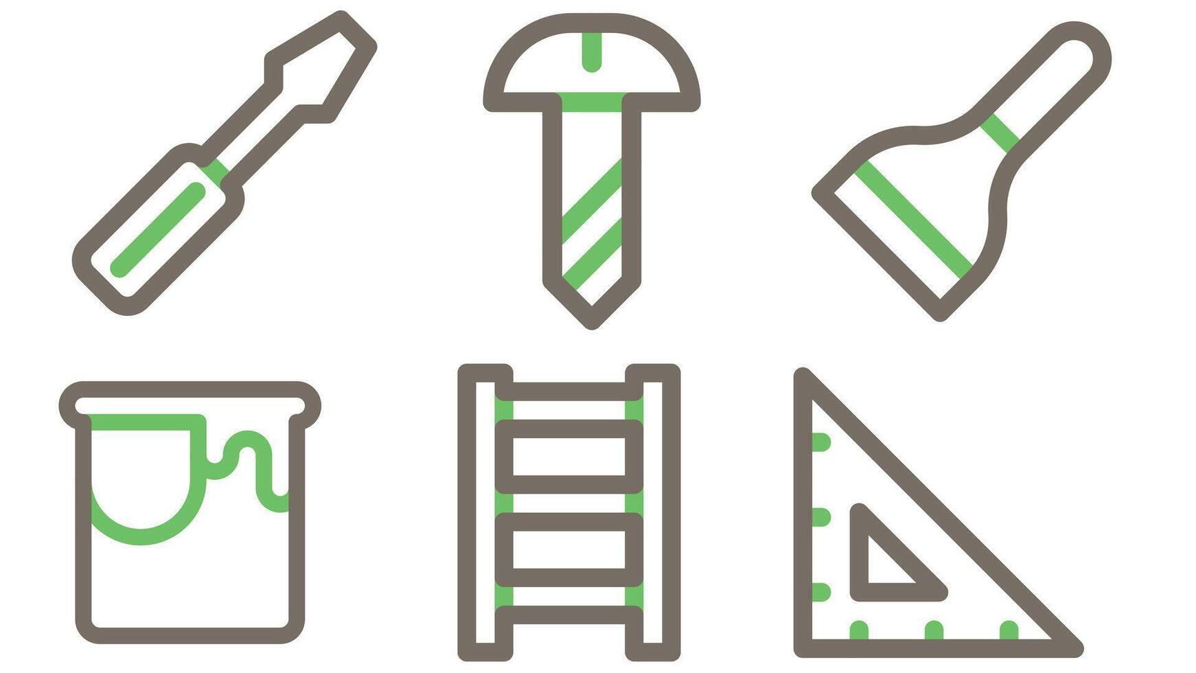 Construction and industrial tools icon set vector for UI and animation
