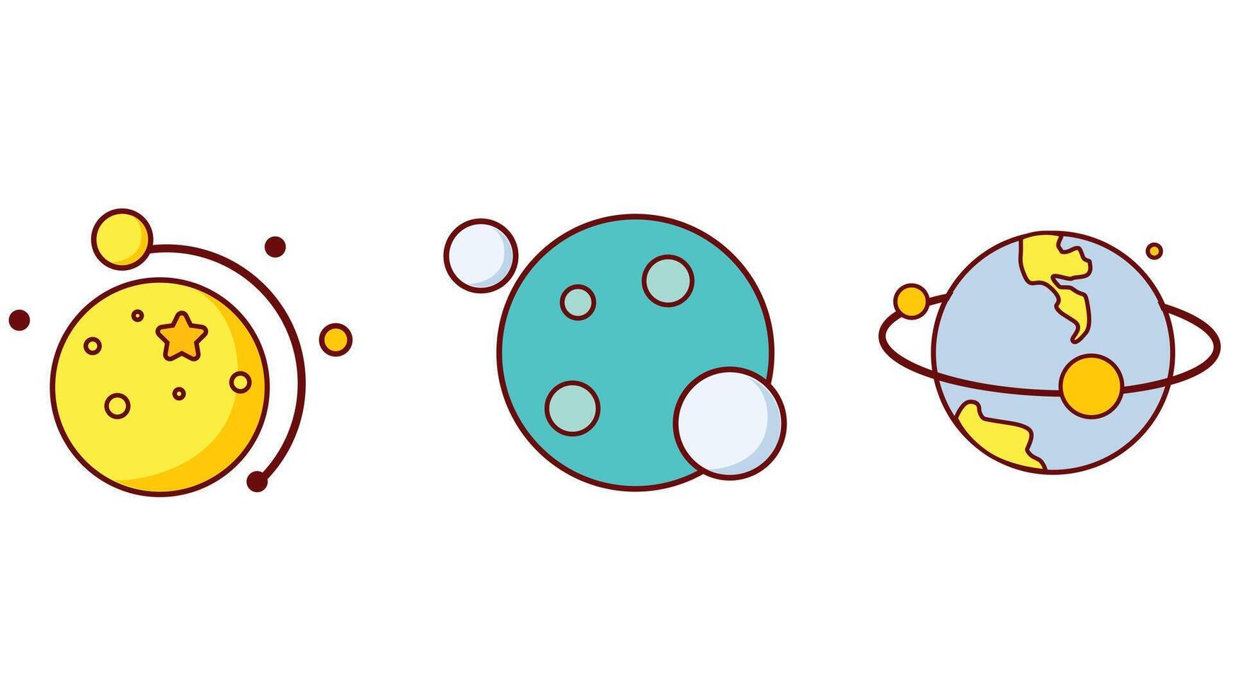 Space planets and space ship with astronaut suit vector icon illustration