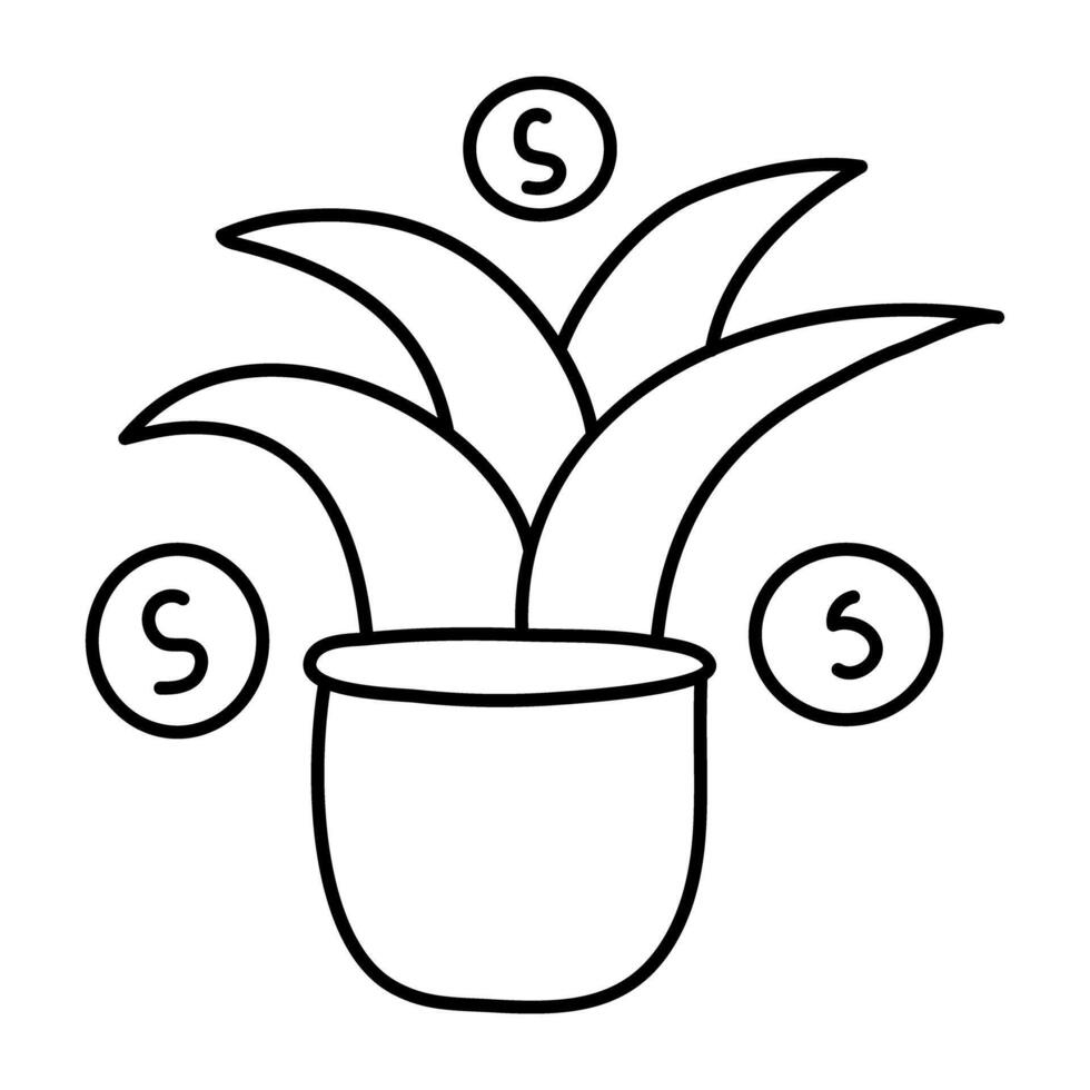 A line design icon of money plant vector