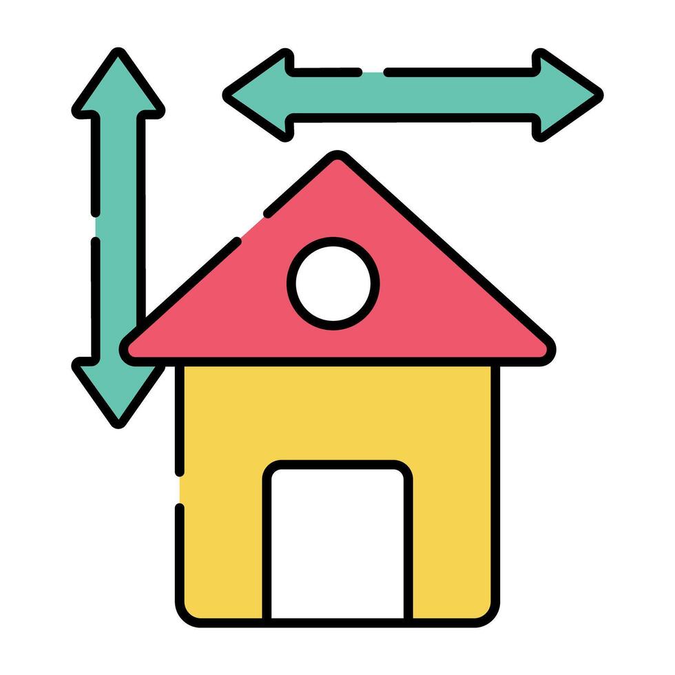Conceptual flat design icon of home measurement vector