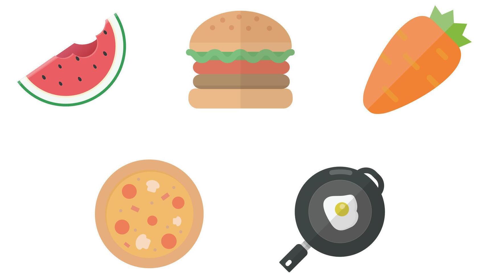 Daily food icon set vectors for food and beverage industry