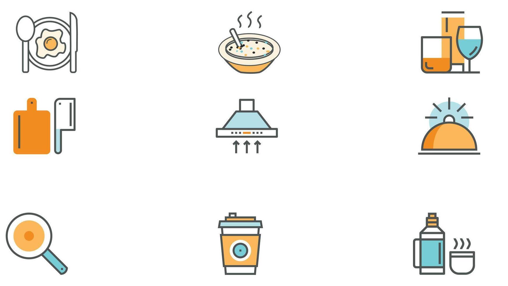 Abstract food and beverage duetone icon set vector
