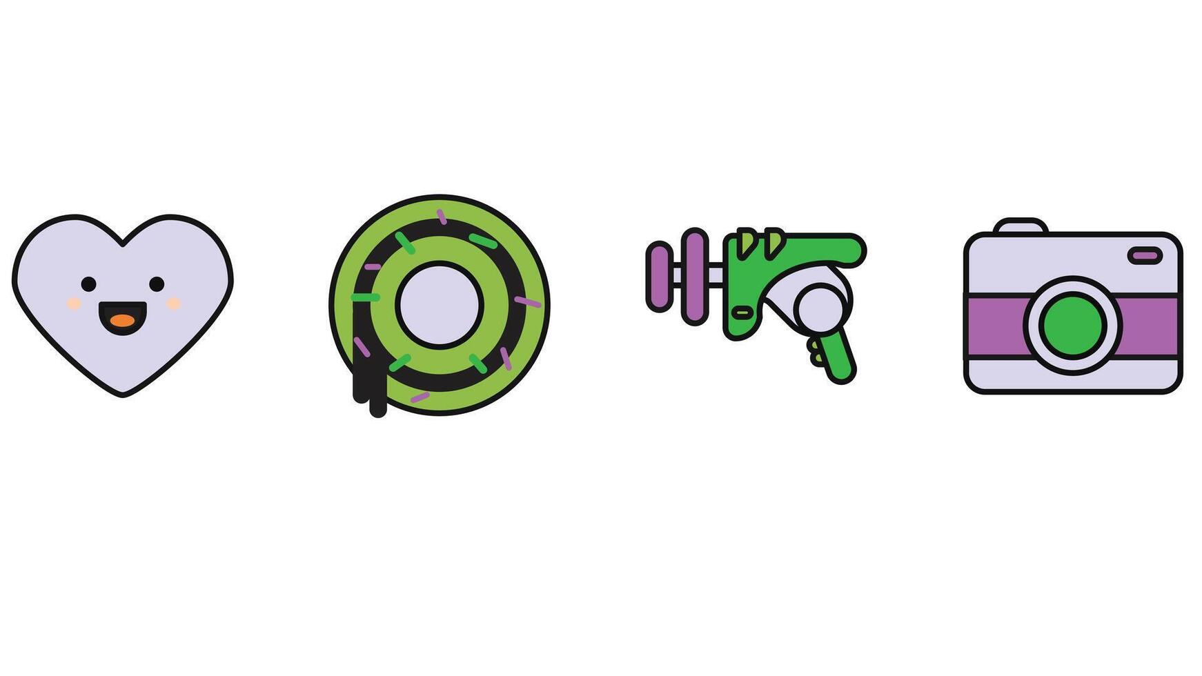 Abstract business and daily life vector art icons colored and outlined