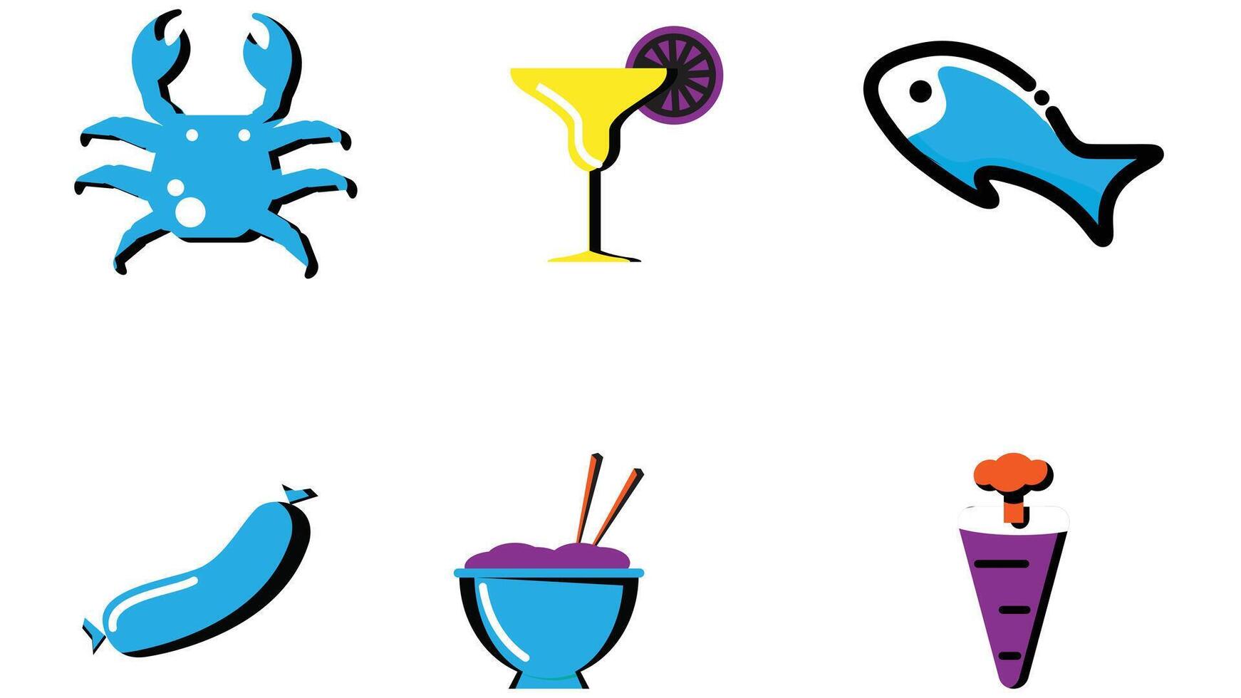 Abstract food and beverage duetone icon set vector