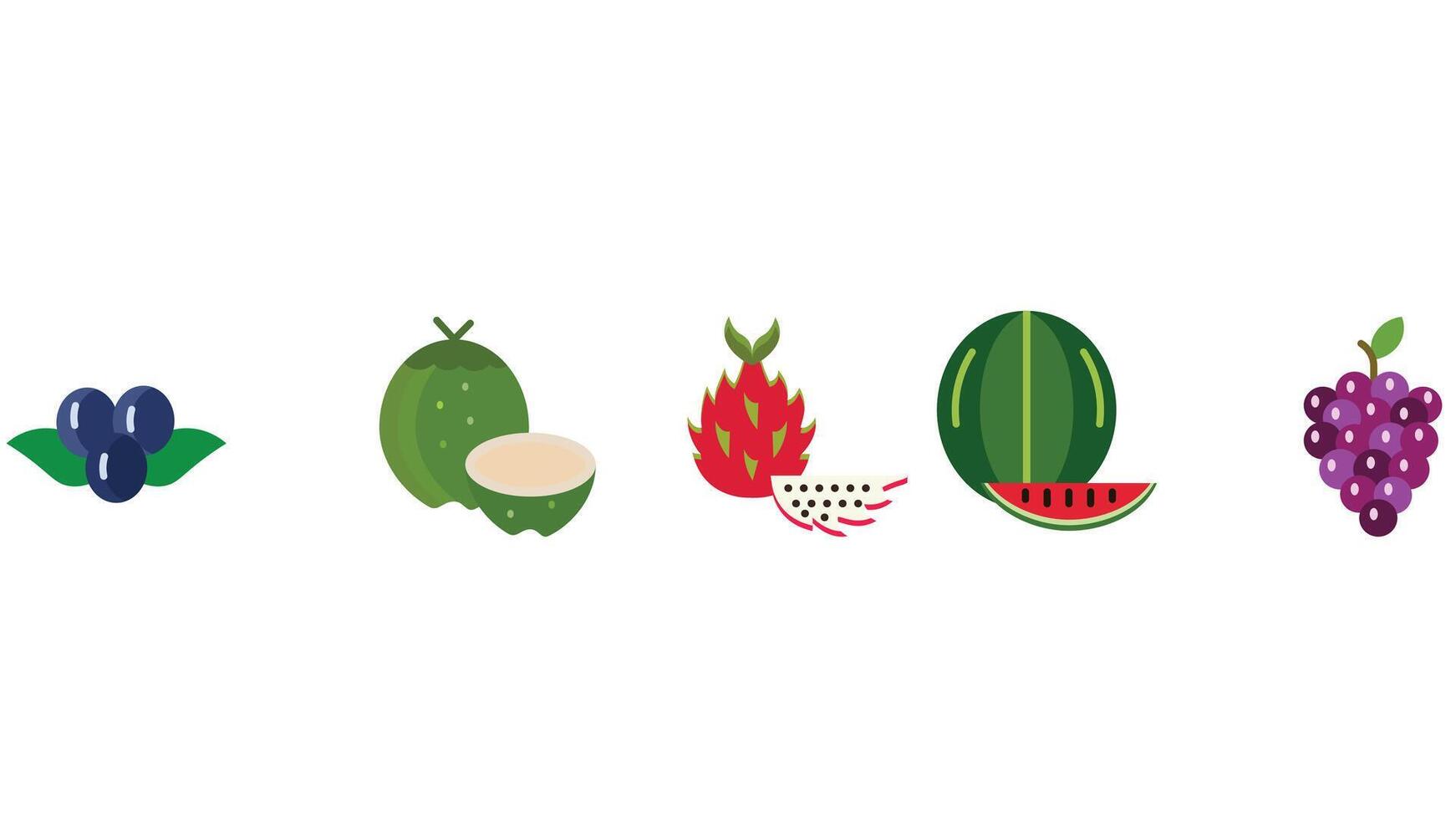 Food farming and fruits slices vector icon set illustrations