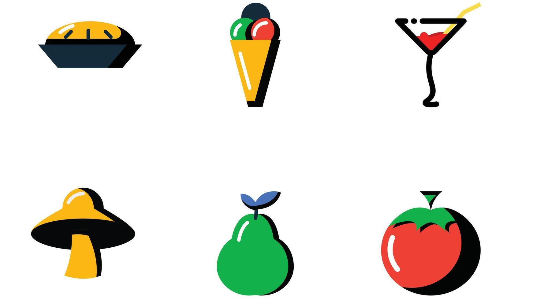 Abstract food and beverage duetone icon set vector