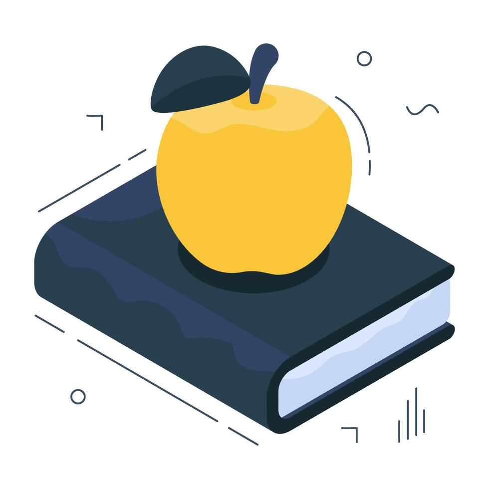 manzana Fruta con cerca libro, icono de sano educación vector