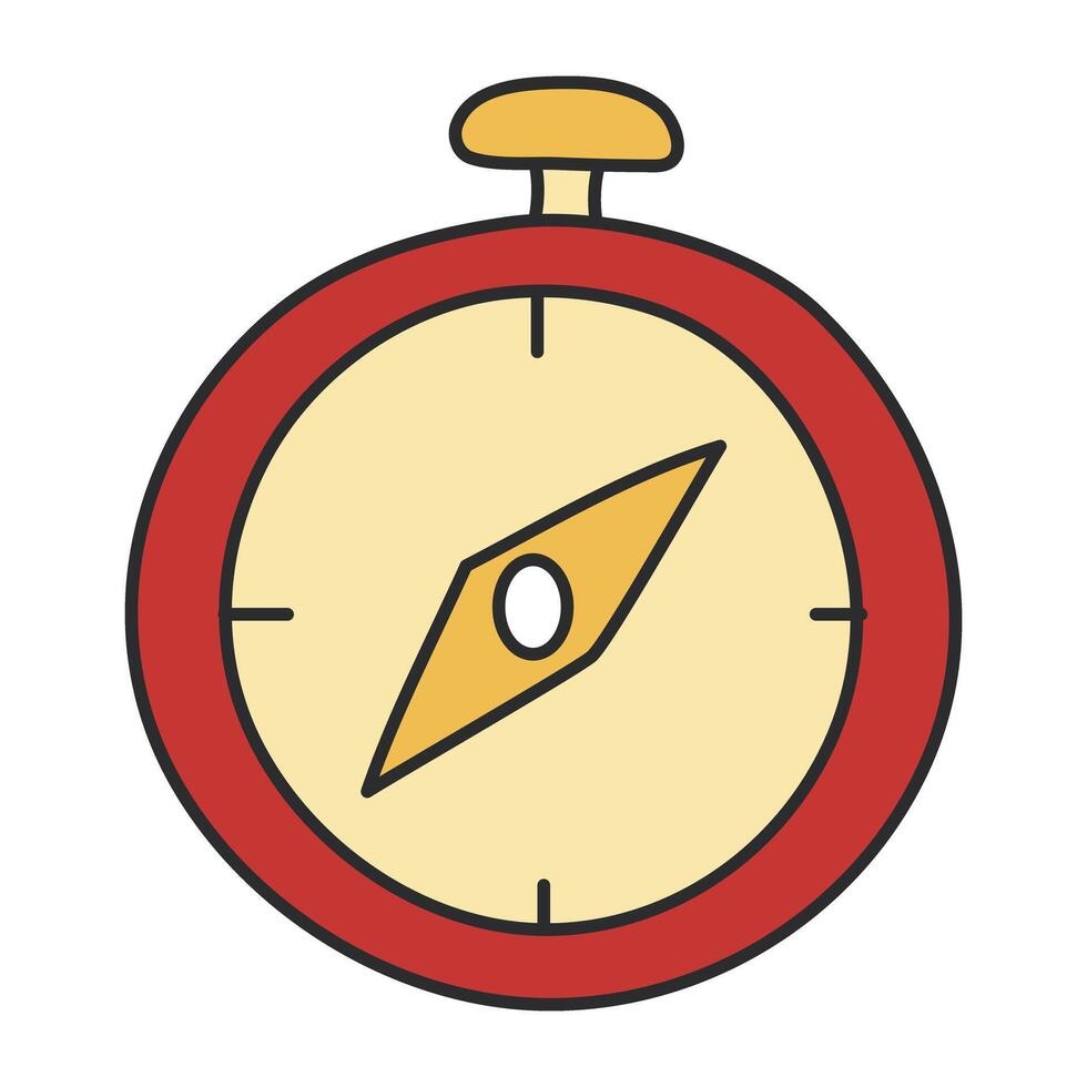 A flat design icon of compass vector
