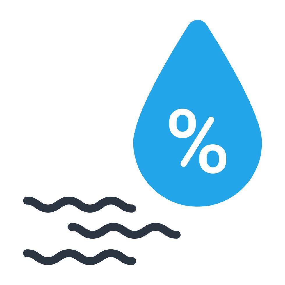 Water droplet with percentage sign, icon of humidity vector