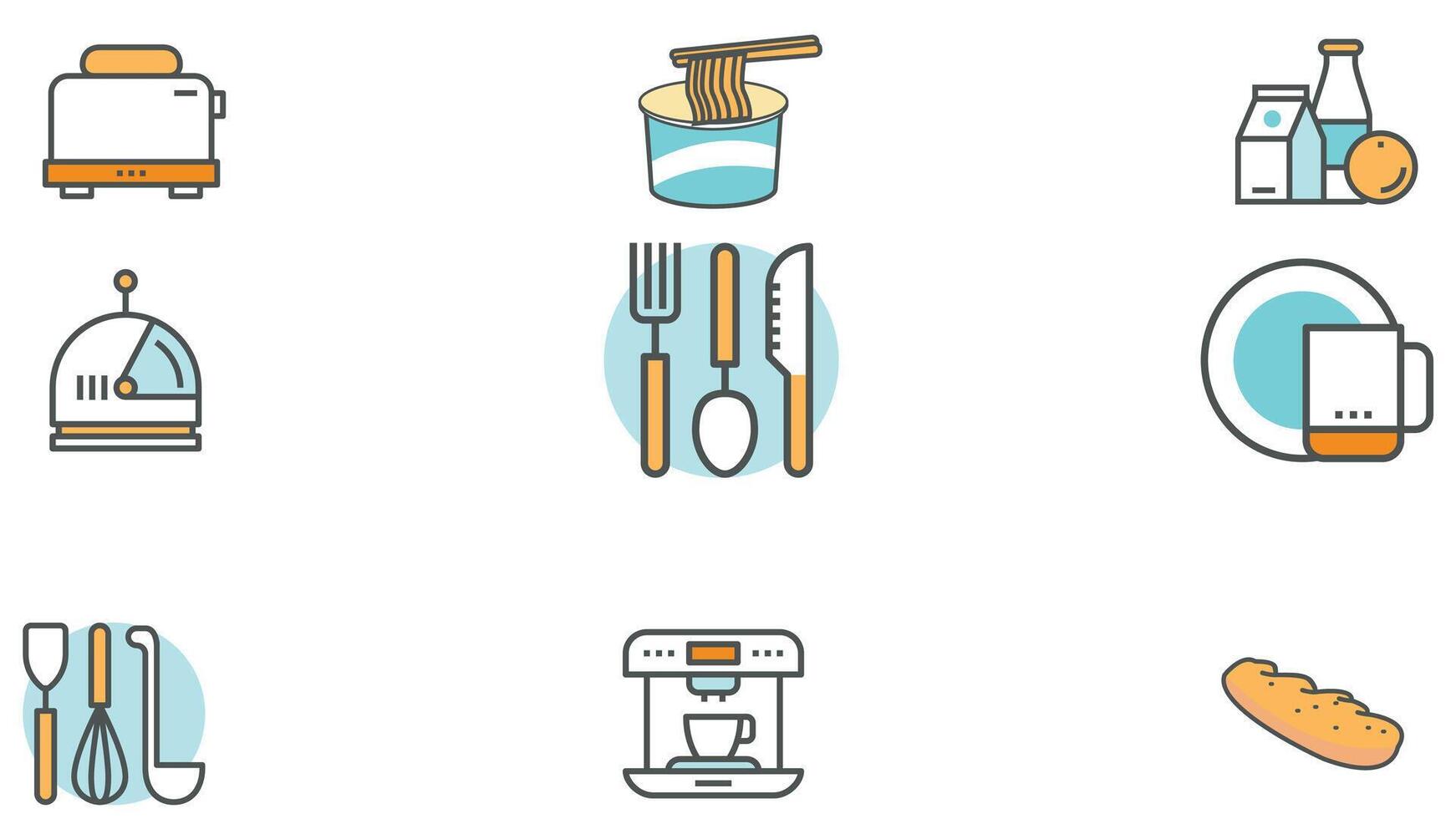 Abstract food and beverage duetone icon set vector
