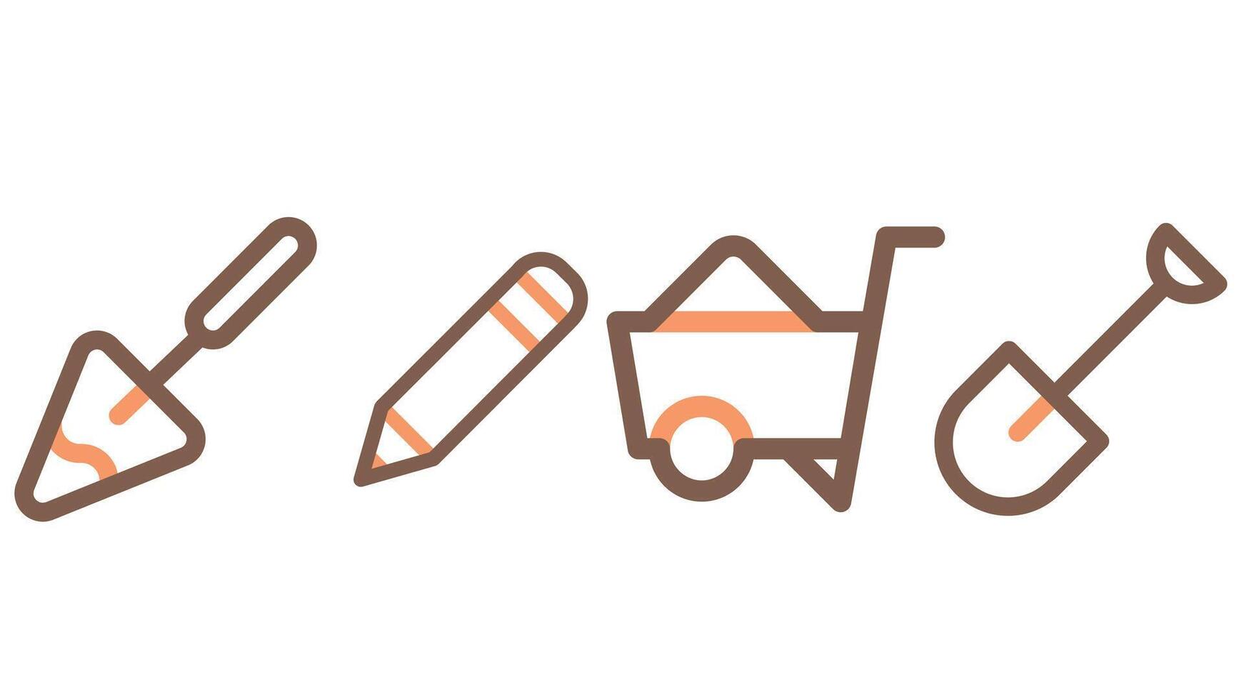 Construction and industrial tools icon set vector for UI and animation