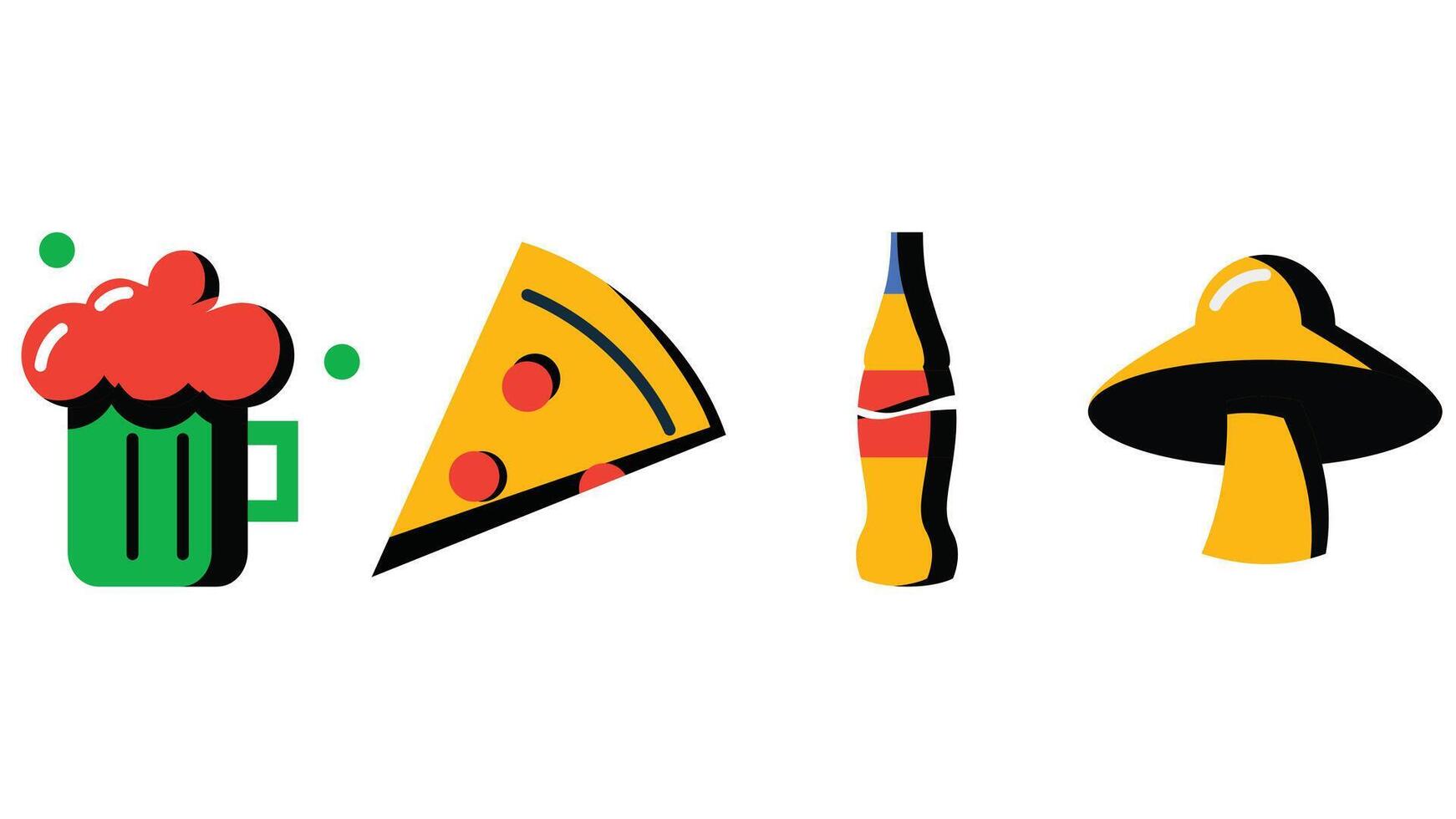 Abstract food and beverage duetone icon set vector