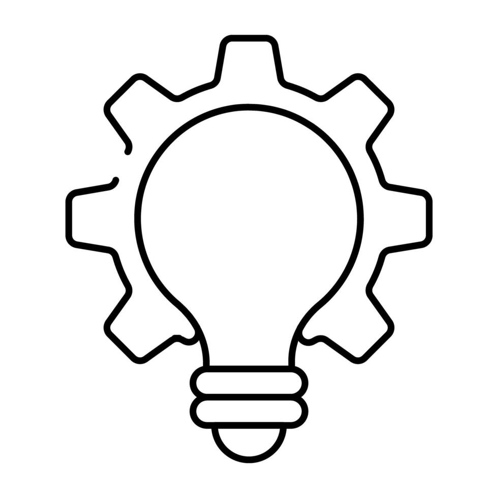 Light bulb with gear, idea development icon vector