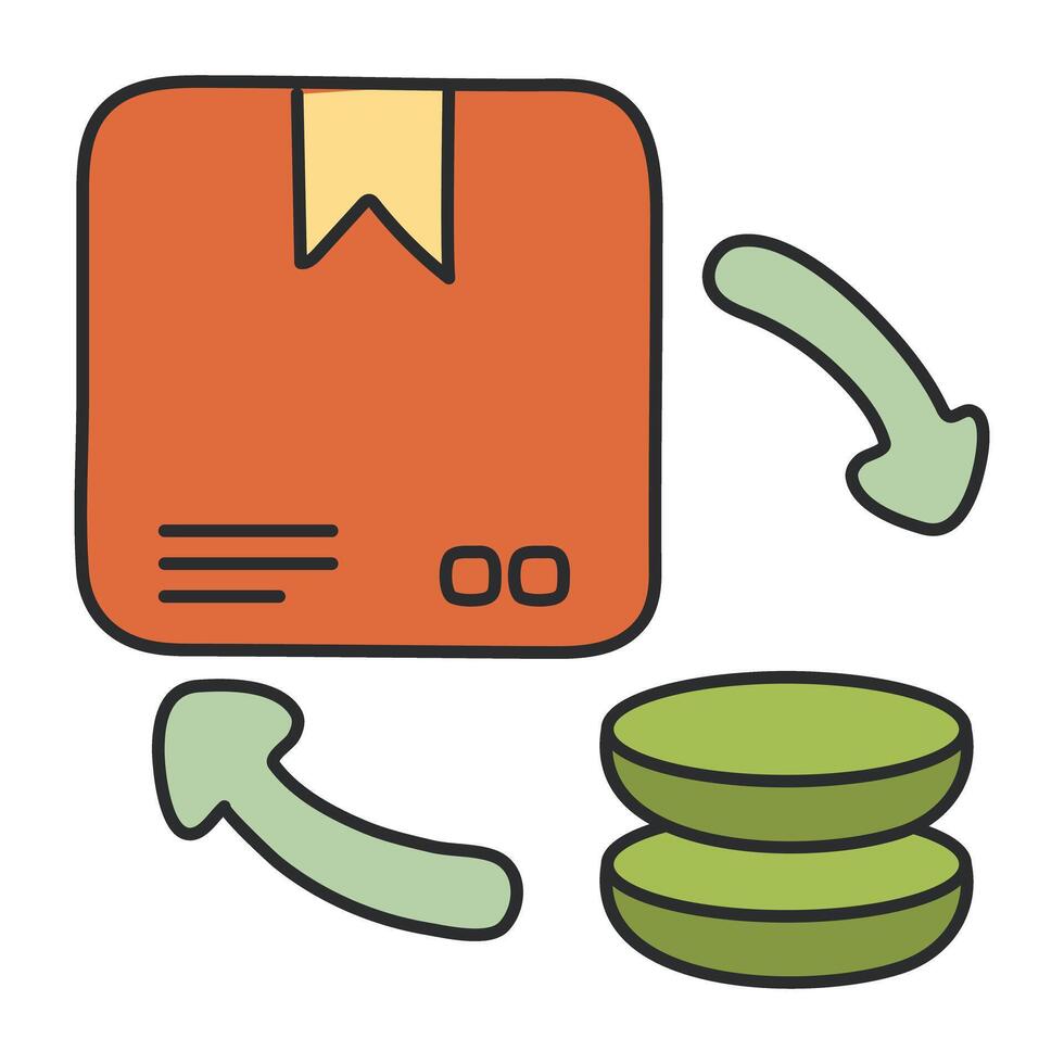 A colored design icon of cash on delivery vector