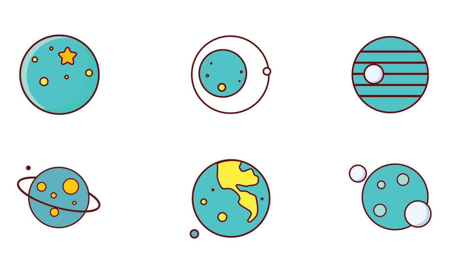 Space planets and space ship with astronaut suit vector icon illustration