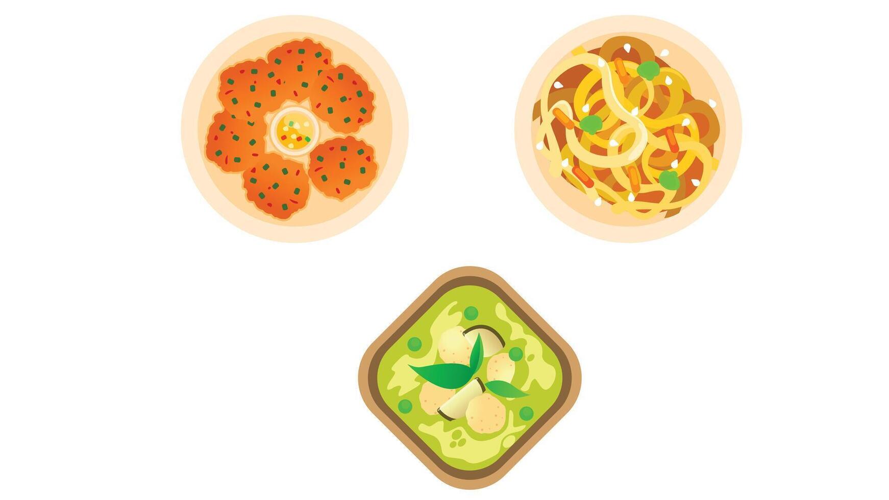 chino y asiático comida cocina platos parte superior ver comida platos vector ilustración