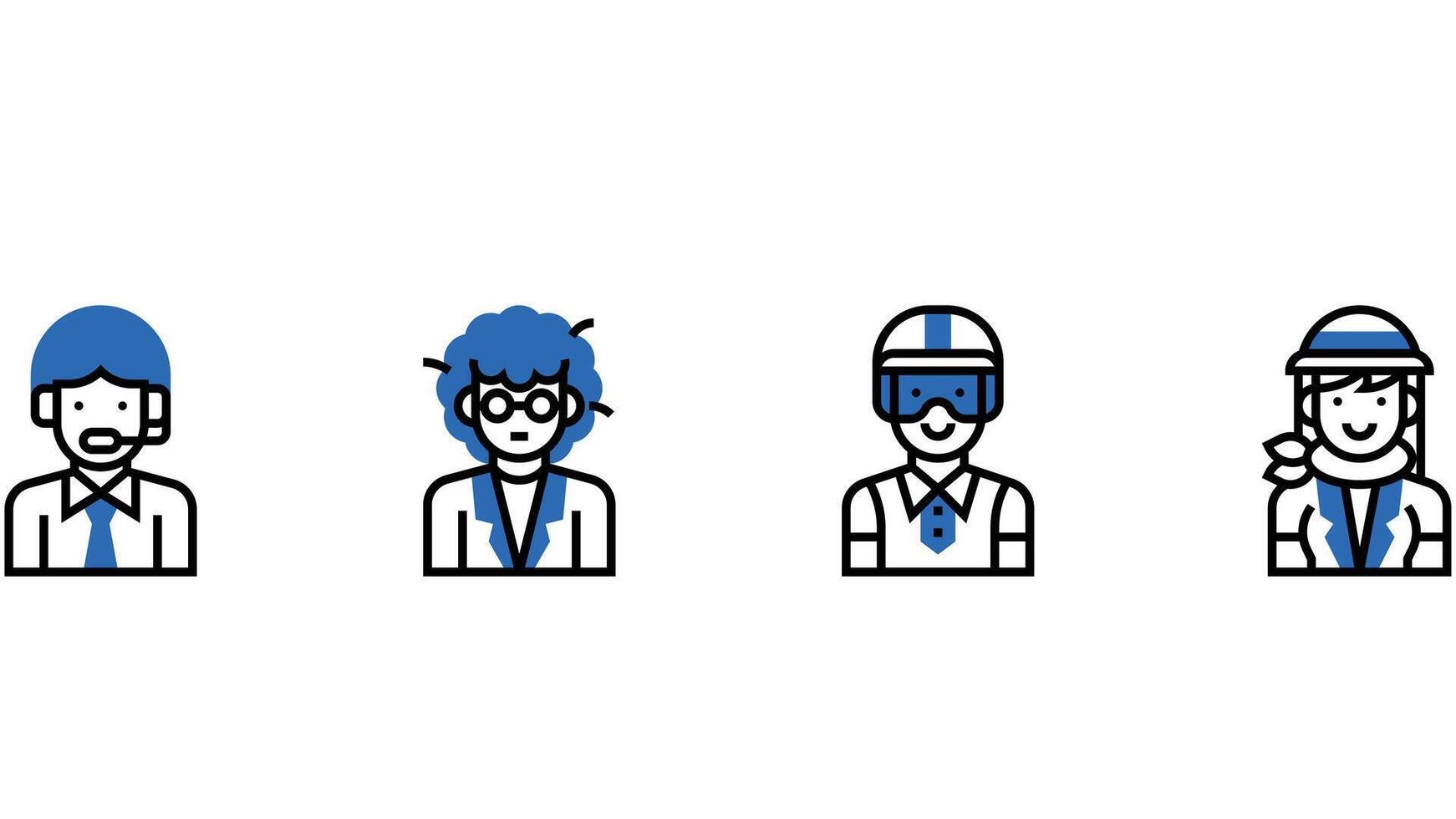 labor people and professions line art vector set