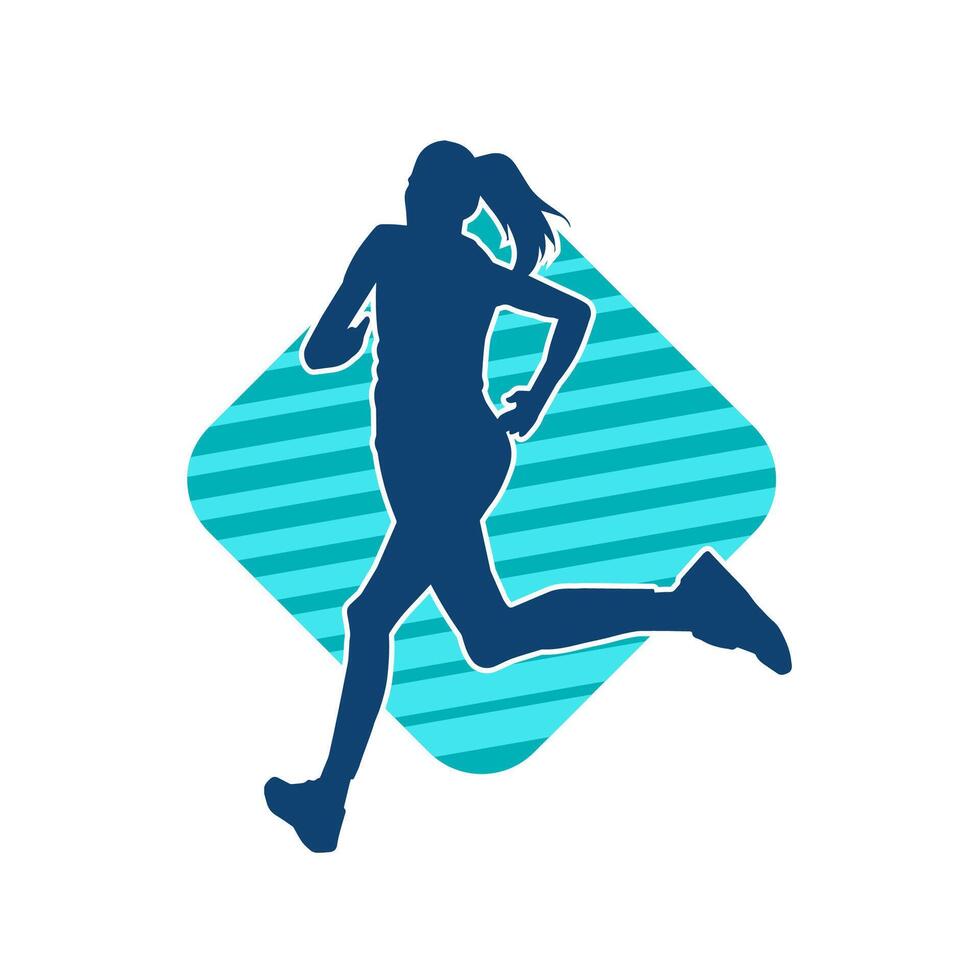 Silhouette of a sporty woman in running pose. Silhouette of a female run pose. vector