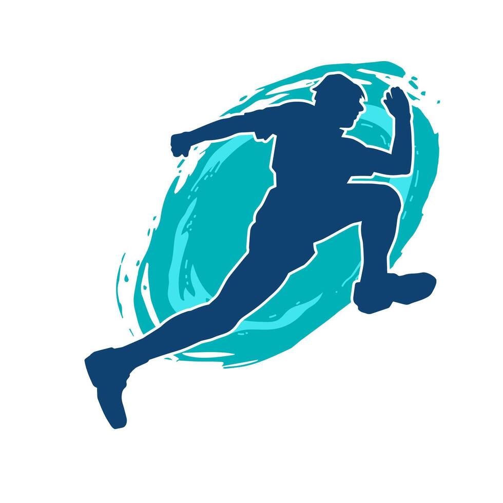 Silhouette of a sporty man in running pose. Silhouette of a male run pose. vector