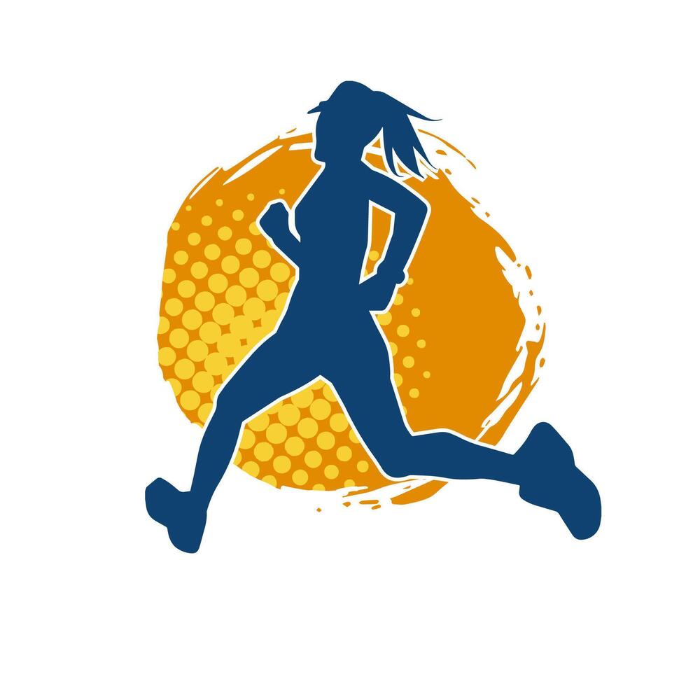 Silhouette of a sporty woman in running pose. Silhouette of a female run pose. vector