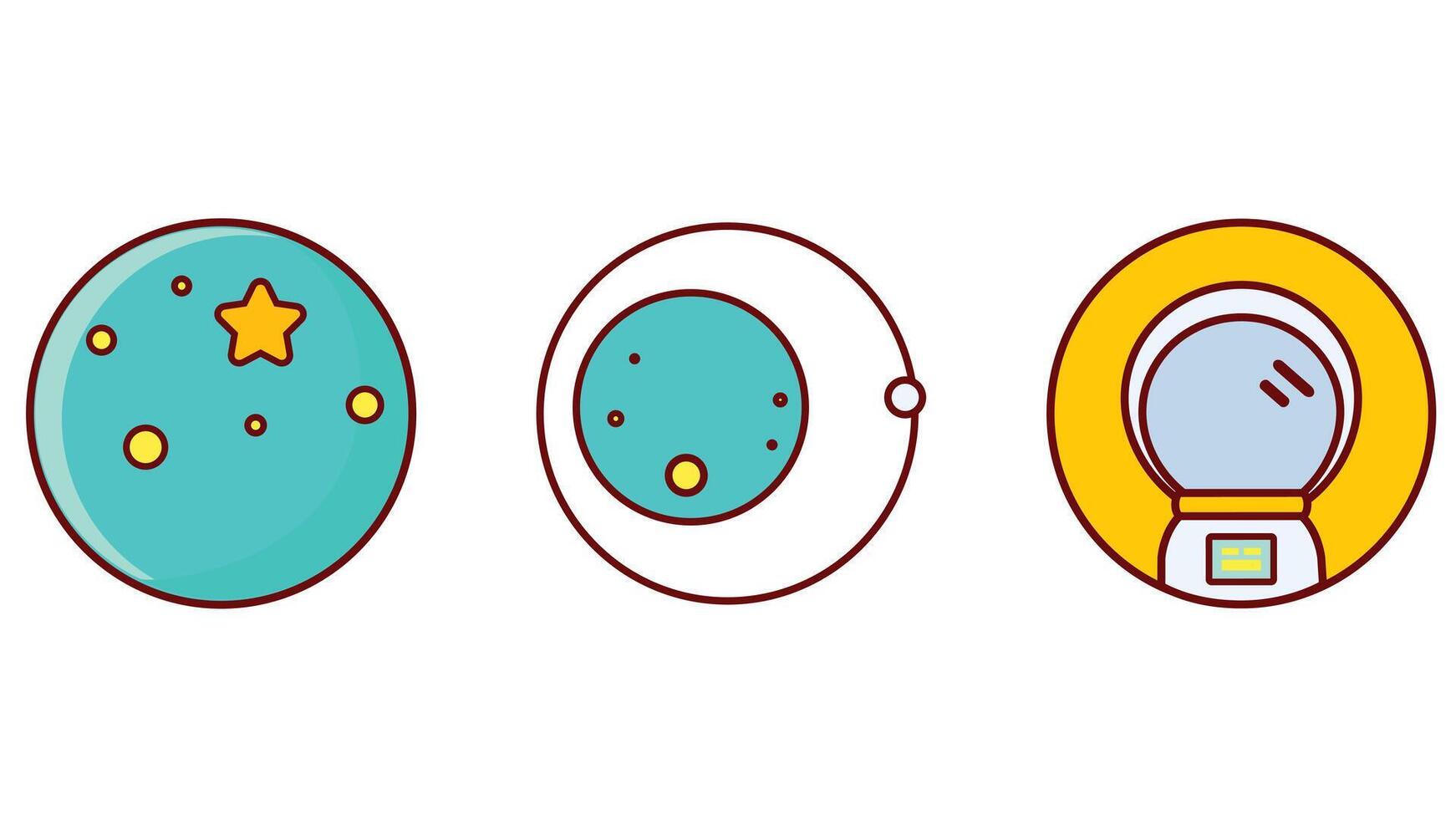 Space planets and space ship with astronaut suit vector icon illustration