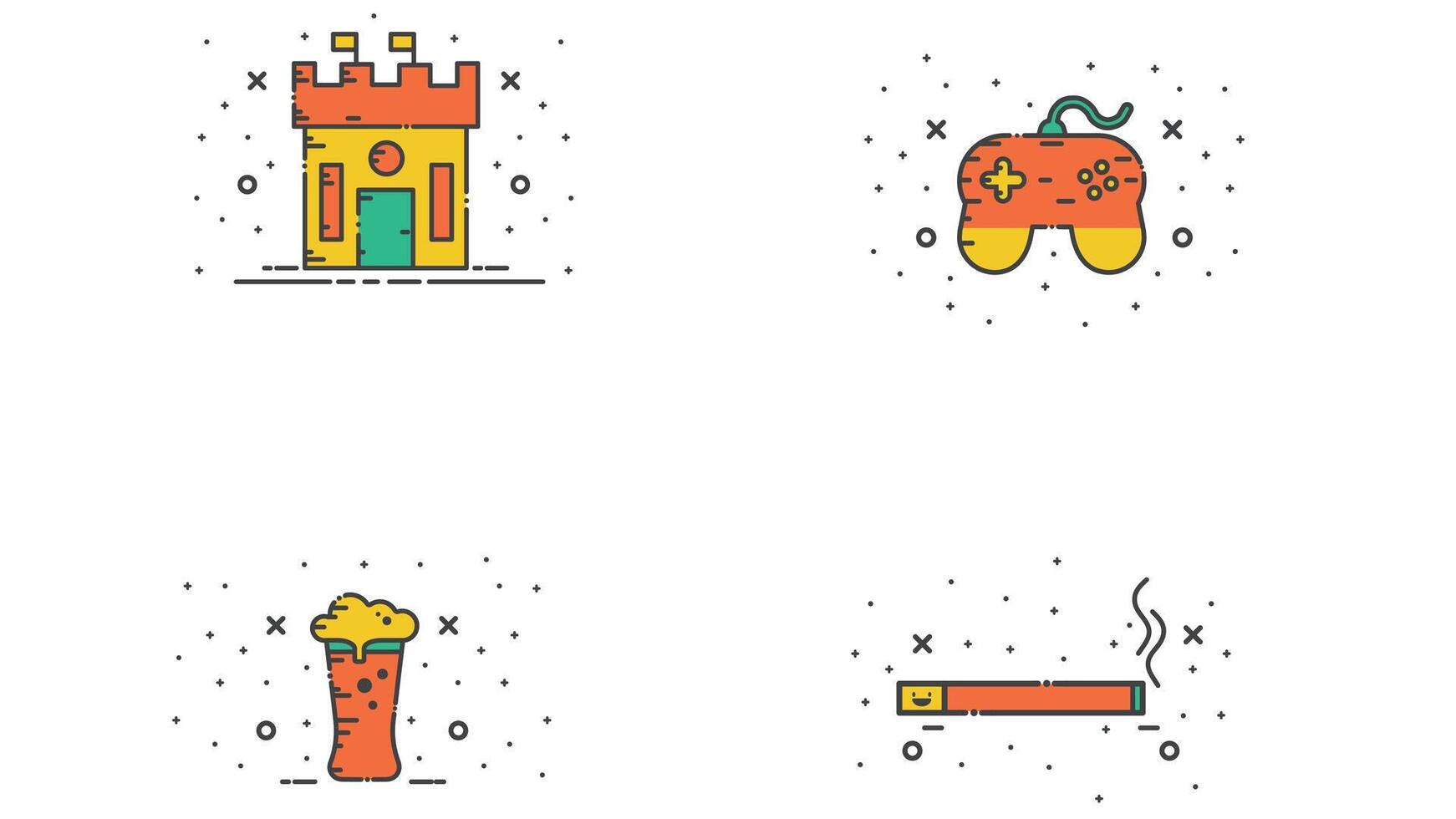 resumen naranja de colores conjunto íconos vector ilustración