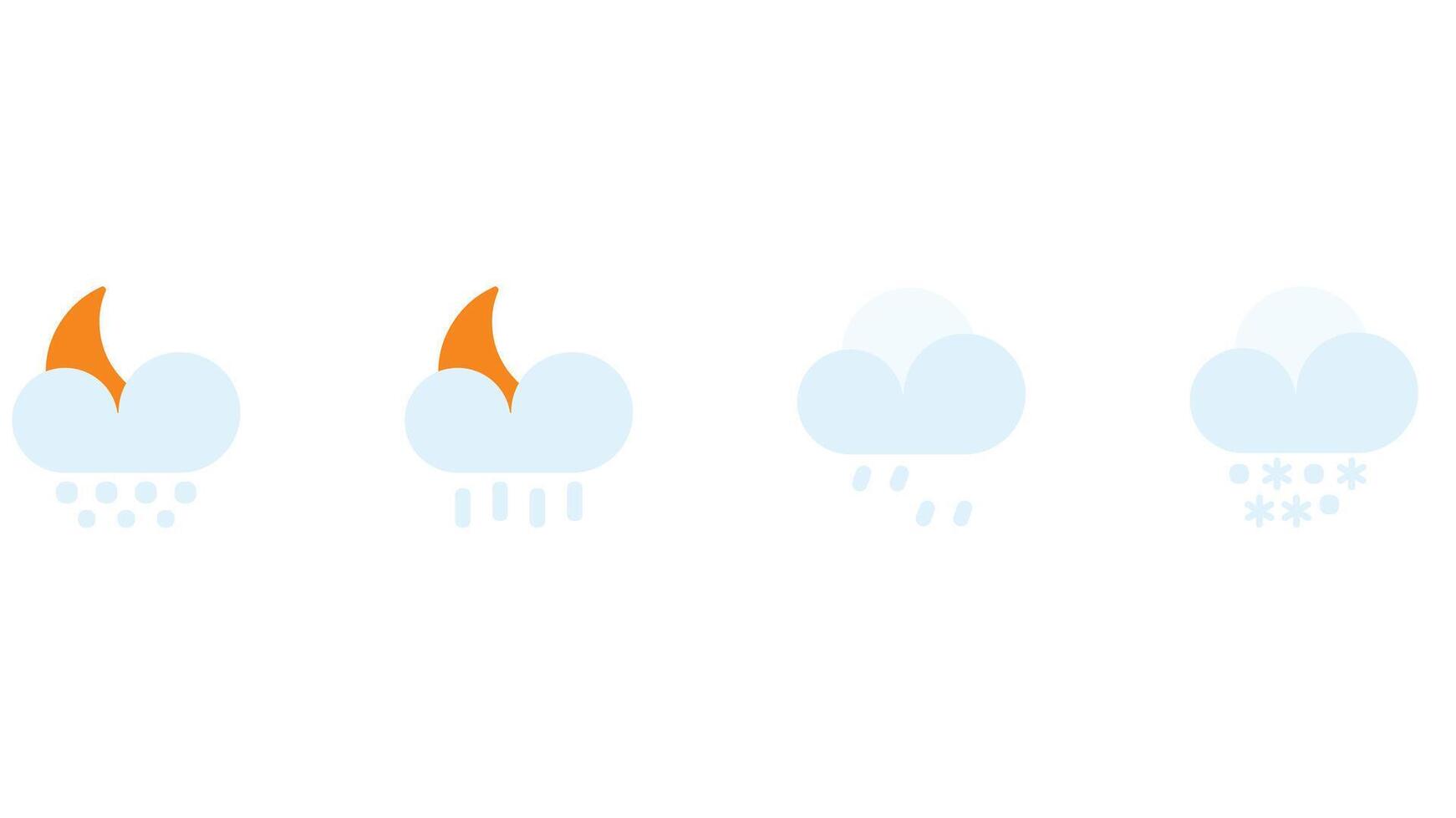 Weather and clouds forecast vector icons isolated