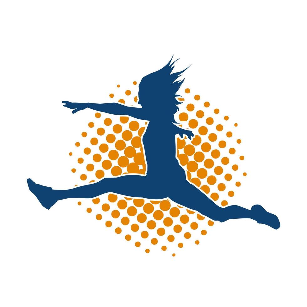 Silhouette of a happy woman jumping pose. Silhouette of a female model jumps. vector