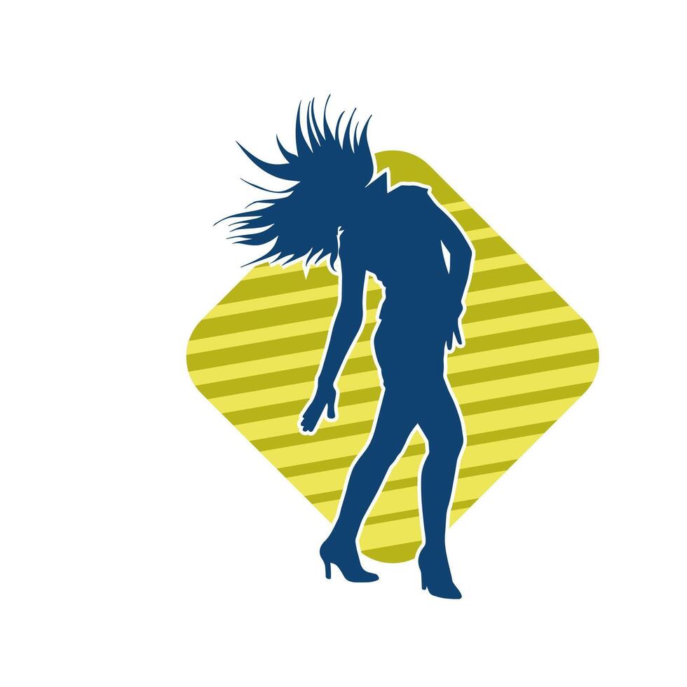 Silhouette of a slim female in dance pose. Silhouette of a woman dancing. vector